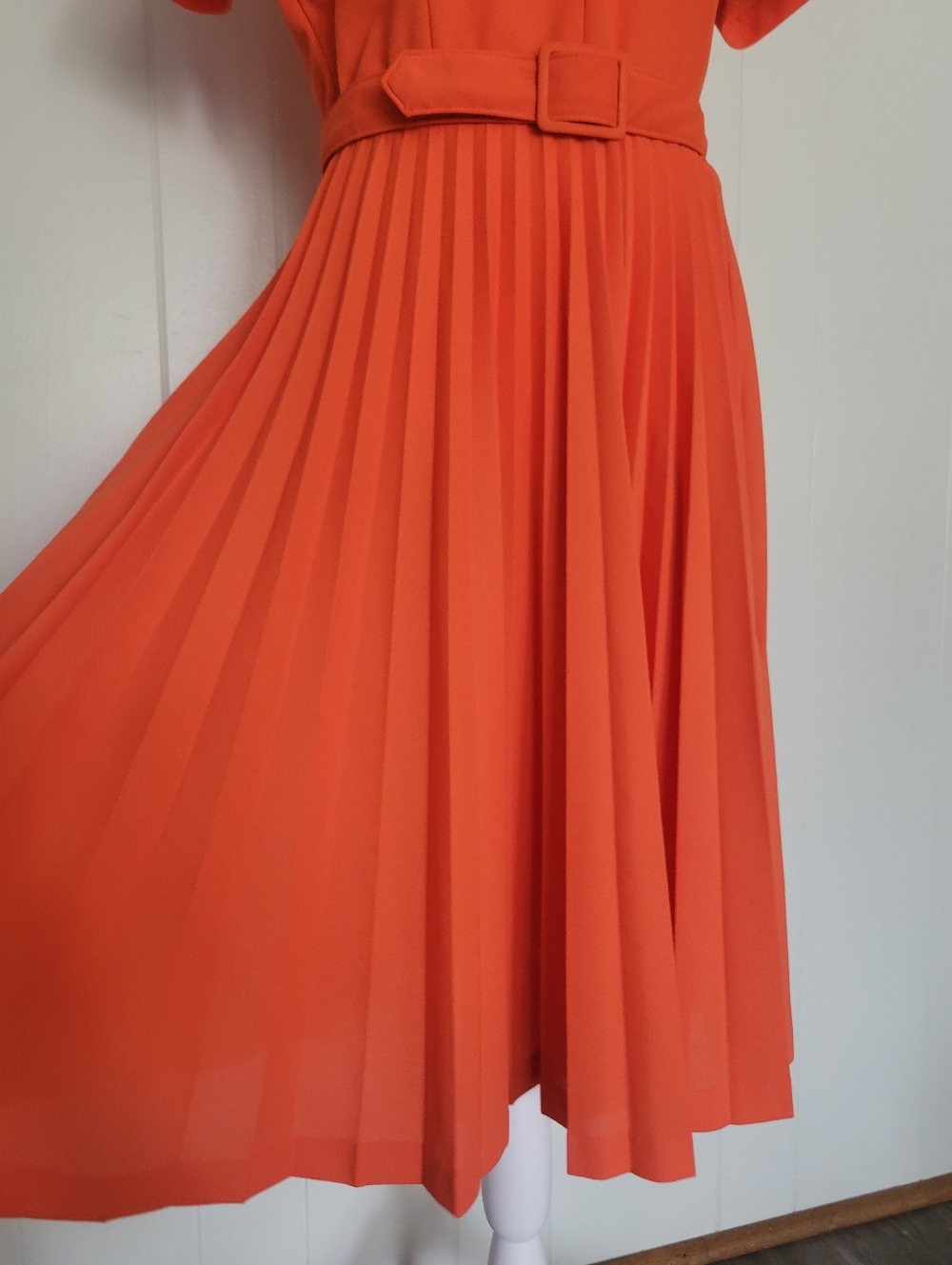 Vintage Hobnobber Dress 60s Secretary Mad Men Mod Belted Pleated Houswwife S/M - Picture 5 of 8